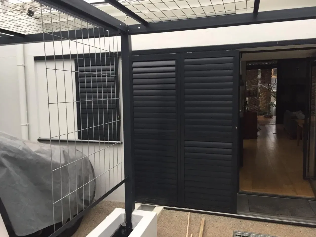 A louvre security shutter installation.