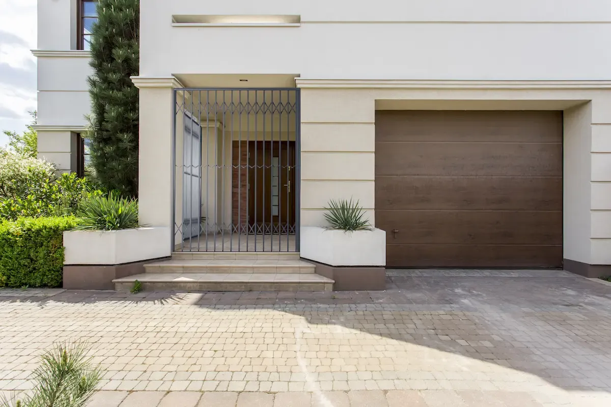 Retractable trellis security gate installation.